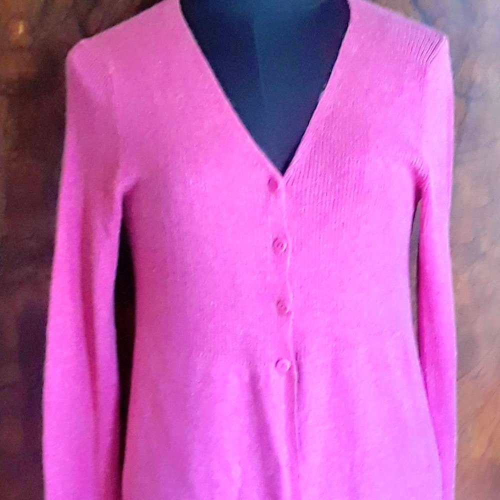 Eileen Fisher fuschia silk cardigan size XS